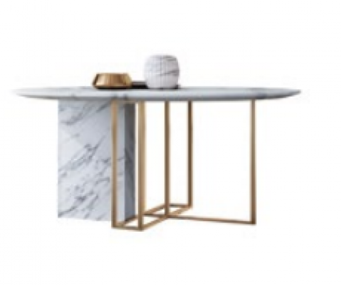 Table à manger en bois avec éléments en acier inoxydable Tables décoratives Mobilier de salle à manger