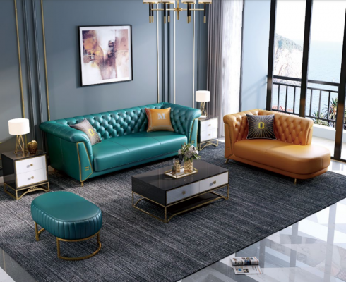 Moderne Suite Colorée Canapé en Cuir 4 Places Chaise Longue Longueuil
