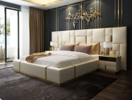Hôtel Lit Luxe Design Lits Rembourrage Décoration Métal Cuir Chambre XXL