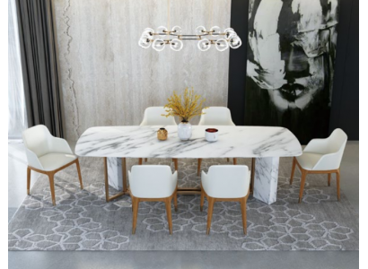 Ensemble complet Table à manger + 6 chaises Ensemble de décoration de salle à manger Groupe de salle à manger Ensemble de table en bois