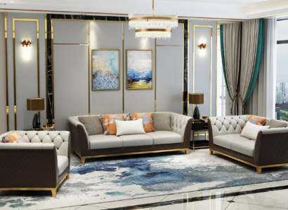 Canapé Canapé Ensemble Siège Rembourrage Complet Jeu de 3+2+1 Canapés Design Chesterfield