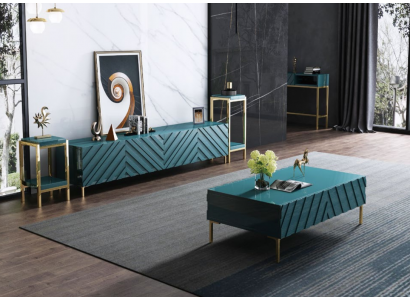 Buffet 2x supports latéraux table basse design salon métallique