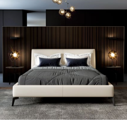 Lit double Lits Design Lit Revêtement en Cuir Chambre Mariage Italien