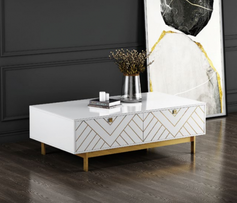 Élégante table basse brillante en acier inoxydable de luxe américaine