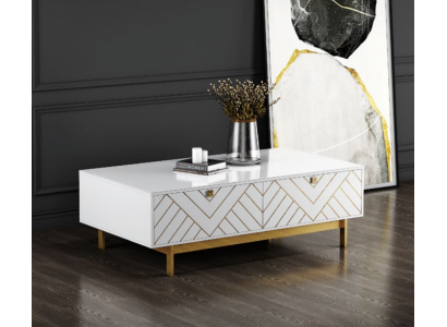 Élégante table basse brillante en acier inoxydable de luxe américaine