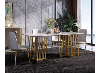 Ensemble complet Table à manger + 4 chaises Ensemble de salle à manger Ess Deko Groupe Table en bois