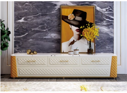 Sideboard TV Lowboard Meuble TV Armoire XXL Table en bois Marbre de salon