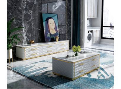 Buffet TV Lowboard Meuble TV XL Armoire Table basse Salon Marbre