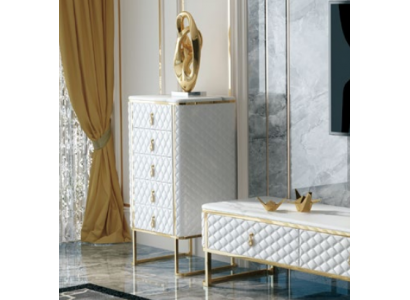 Coffre à tiroirs décoratif Buffet Commodes Buffets Cabinet haut à 5 tiroirs