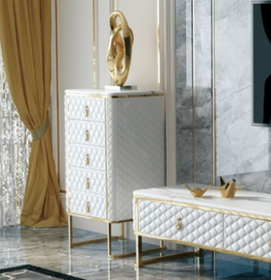 Ensemble de mobilier de salon comprenant 3 pièces: buffet de salon design + table basse