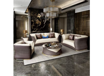 Ensemble de canapés de luxe en tissu avec table basse : canapé, canapé, revêtement de canapé 3+2+1 places