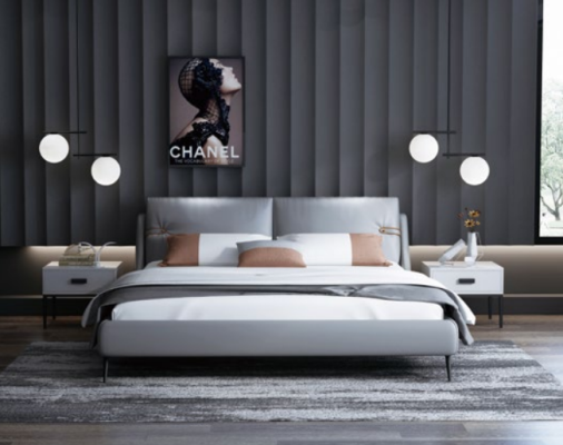 Lit en bois moderne Meubles de designer nobles Lits doubles pour une nouvelle chambre