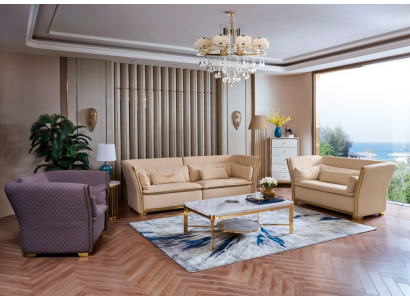 Ensemble de canapés Canapé Suite 3+2+1 canapé design table basse Italie luxe.