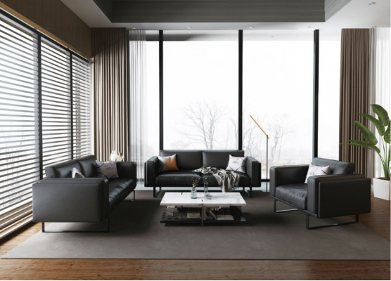 Meubles de bureau de luxe Canapé en cuir Canapé en cuir Suite 3+2+1 + Table basse 4pcs