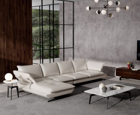 Fauteuil d'angle en cuir de style italien moderne pour salon.
