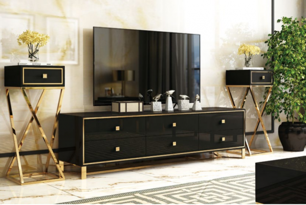 Meubles design italien 2 pièces. Ensemble commode + Table basse laquée