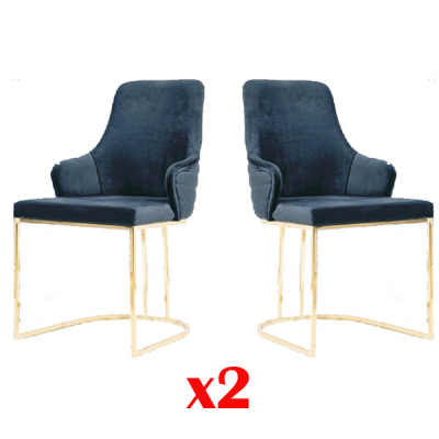 Meubles design 2x chaise dorée Salon Chaises en bois Style italien