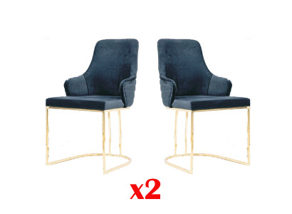 Meubles design 2x chaise dorée Salon Chaises en bois Style italien