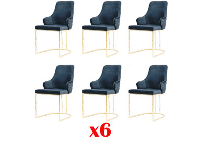 Groupe de chaises Suite Textile acier inoxydable Salle à manger rembourrée 6 chaises