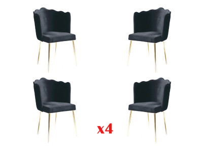 Ensemble de salle à manger Ensemble de salle à manger Moderne en acier inoxydable 4 pièces Ensemble de chaises Suite