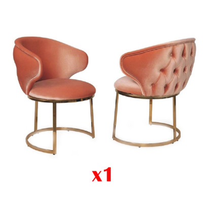 Salle à manger Chaises Acier inoxydable Fauteuil de luxe Fauteuil rose Salon