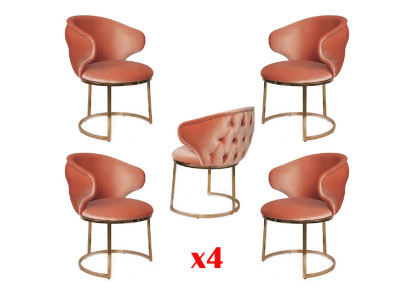 Ensemble de chaises design 4x acier inoxydable Style italien Suite rembourrage neuf