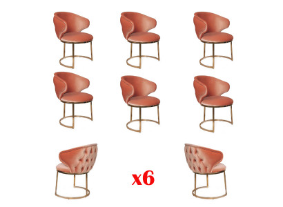 Salle à manger 6x chaises Tissu Fauteuil de luxe rose Meubles de salon