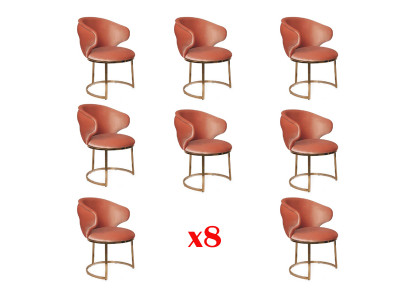 Salle à manger Ensemble de textiles 8x Chaise de design Fauteuil en métal Suite de chaises