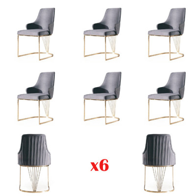 Groupes 6x Chaises Fauteuil Lehn Rembourrage Hôtel Textile nouveau Ensemble de chaises Sets