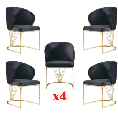 Salle à manger Set Ensemble de salle à manger Moderne en acier inoxydable 4tlg Ensemble Chaise Suite 4x Chaises neuves