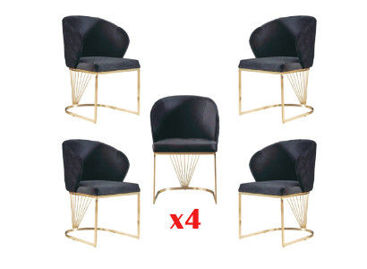Salle à manger Set Ensemble de salle à manger Moderne en acier inoxydable 4tlg Ensemble Chaise Suite 4x Chaises neuves
