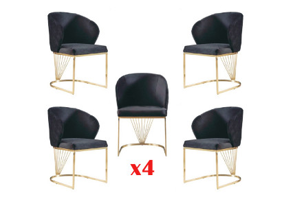 Salle à manger Set Ensemble de salle à manger Moderne en acier inoxydable 4tlg Ensemble Chaise Suite 4x Chaises neuves