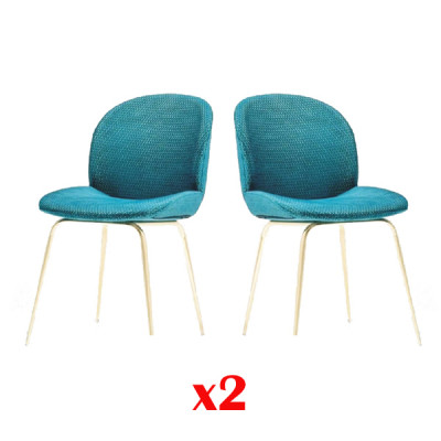 2x Ensemble de chaises de groupe Chaises en tissu Suite Tissu neuf Salle à manger rembourrée
