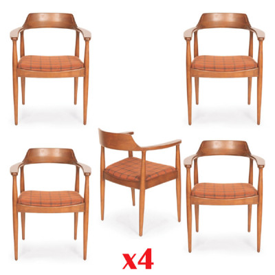 Salle à manger Groupe Chaise Suite 4x Chaises Assise Rembourrage Bois Massif