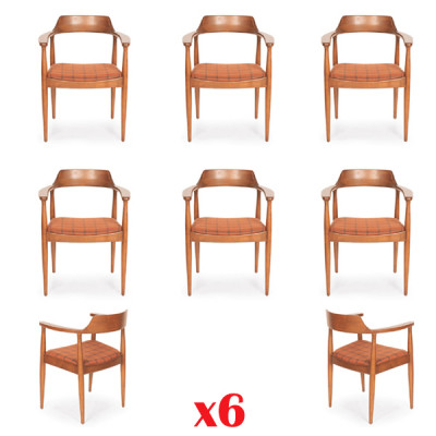 Set de 6 chaises de luxe, design élégant, rembourrage, assise en bois massif pour bureau salle à manger