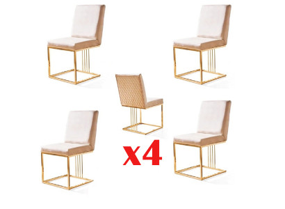 Ensemble de chaises design 4x fauteuil Chaises en textile Tissu Salle à manger Nouvelle tapisserie