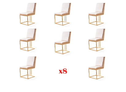 Conception 8x Chaises Groupe Ensemble Rembourrage Gastro nouvelle Salle à manger Chaise Suite Fauteuil