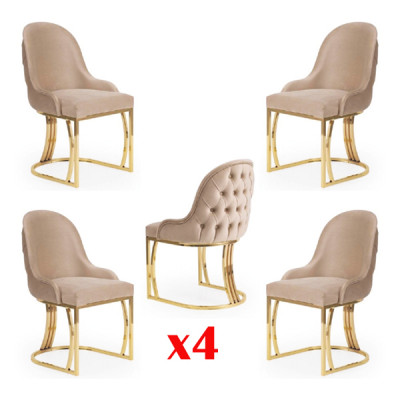 Salle à manger Textile Gastro Chaise Design Ensemble 4x Fauteuil Tissu Fauteuils Rembourrés