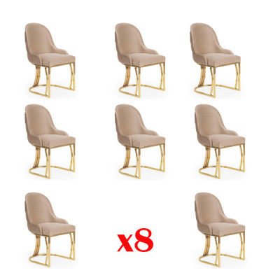 Ensemble de chaises design 8x fauteuil Acier inoxydable Tissu Rembourrage Chaises Salle à manger