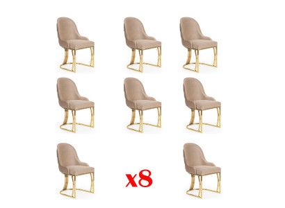 Ensemble de chaises design 8x fauteuil Acier inoxydable Tissu Rembourrage Chaises Salle à manger