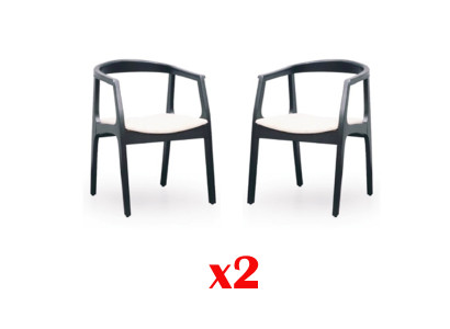 Ensemble de 2 chaises en bois massif et tissu de design pour salle à manger ou salon.