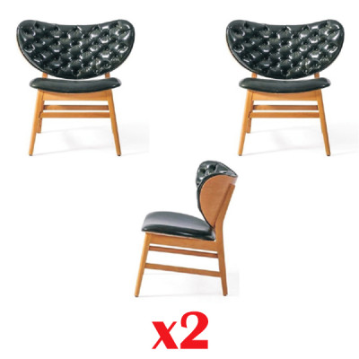 Salle à manger Nouvel Ensemble de chaises design capitonnées en cuir Gastro en bois massif 2x