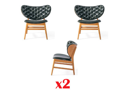 Salle à manger Nouvel Ensemble de chaises design capitonnées en cuir Gastro en bois massif 2x