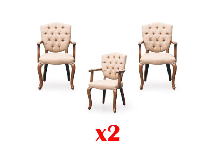 Fauteuil Chesterfield en bois Lounge Club 2x Ensemble Suite Chaises de chaise