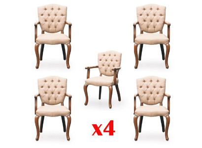 Salle à manger Chaise Ensemble Fauteuil Design 4 Chaises Groupe Ensemble Tapisserie Nouveau