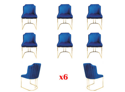 Suite Set 6x Groupe de sièges de chaise de salle à manger en textile rembourré