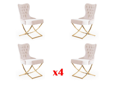 Chaise de salle à manger Ensemble de chaises de cuisine en textile 4x en acier inoxydable Chaise