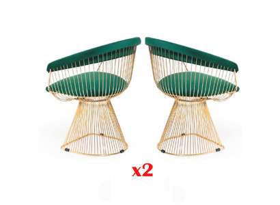 Ensemble de revêtement de fauteuils design 2x chaises en acier inoxydable 100% tissu Mobilier de salle à manger