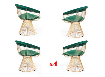 Suite de design 4x ensemble de chaises Salle à manger Sièges rembourrés en textile Chaises