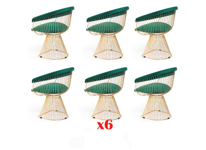 Chaises rembourrées de salle à manger Lot de 6 chaises Suite en textile